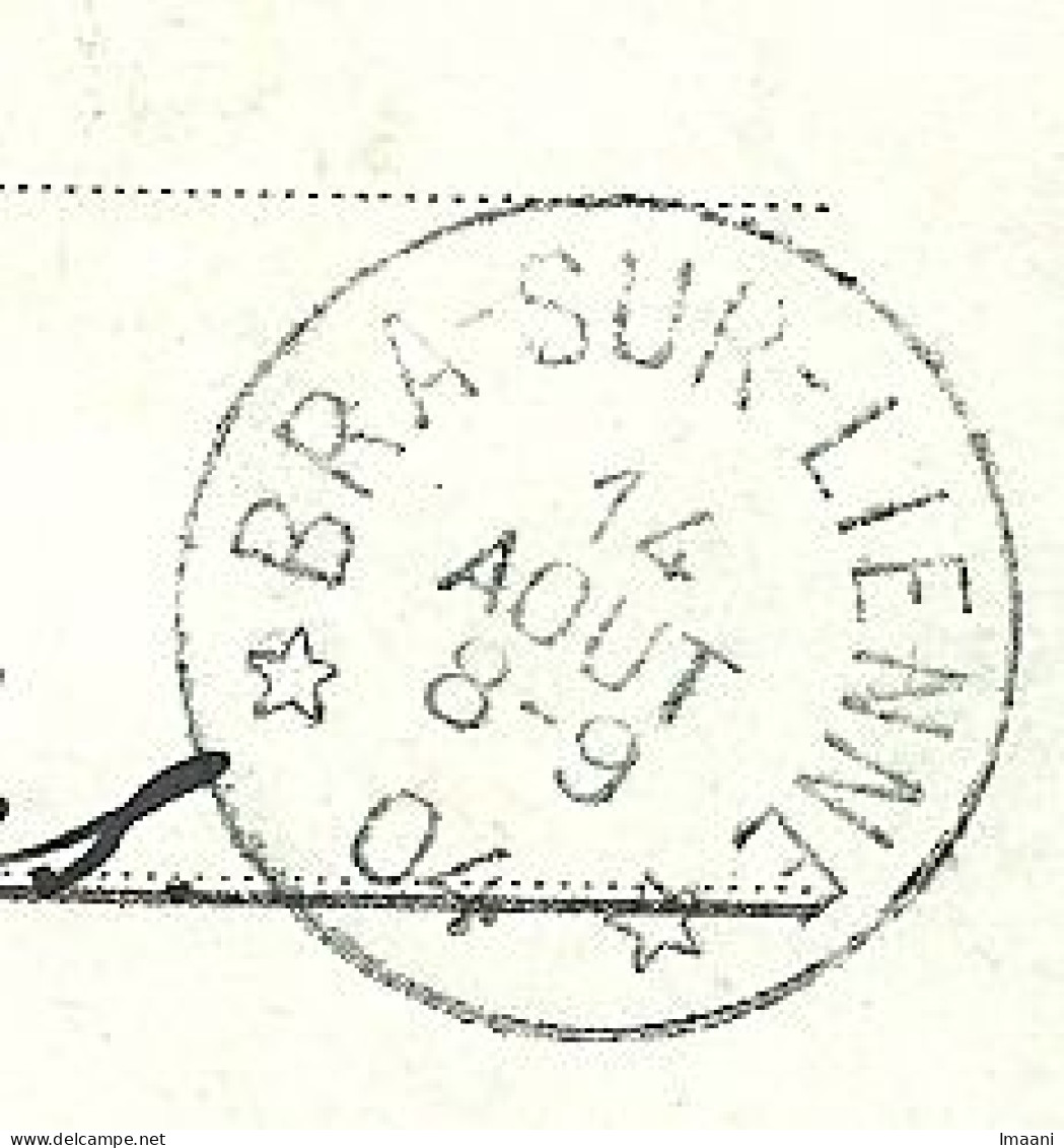 56 Op Kaart Stempel BASTOGNE Met Als Aankomst Sterstempel (Relais) * BRA-SUR-LIENNE* (NIPA =R) - 1893-1907 Armoiries