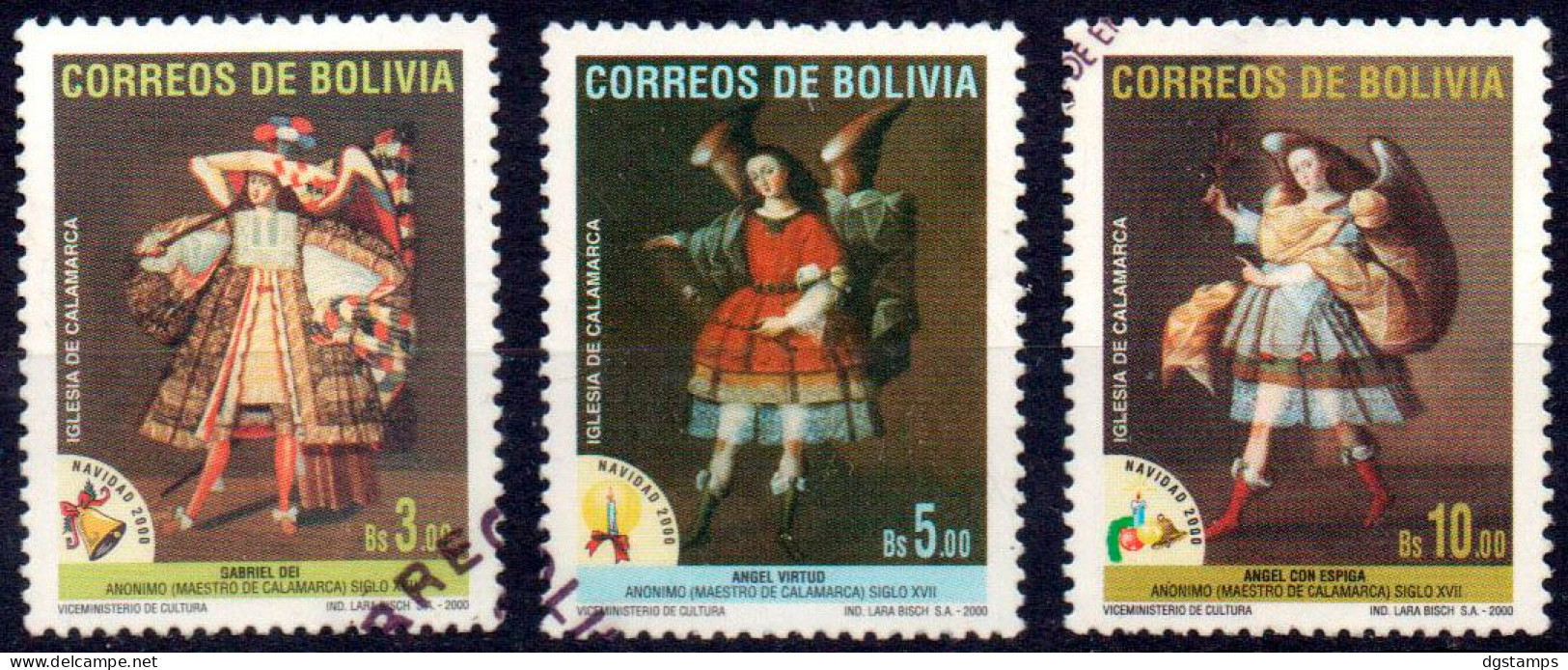 Bolivia 2000 CEFIBOL 1737-39 (o) Used. Christmas. Paint. Archangels. Navidad. Pintura. Arcángeles. - Bolivie