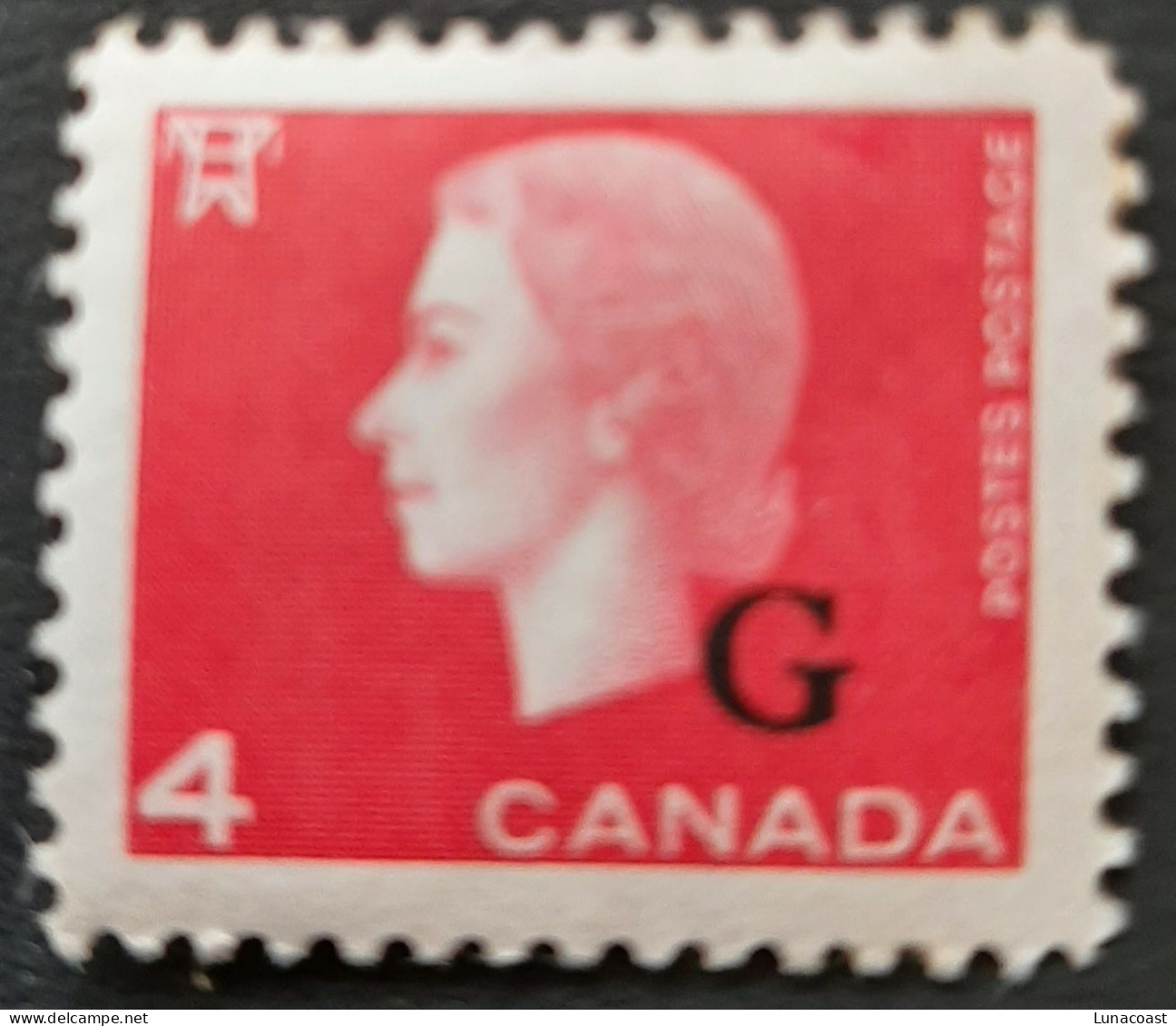 Canada 1963 MH Sc.#O 48*  4c With G, Queen Elizabeth Cameo - Unused Stamps