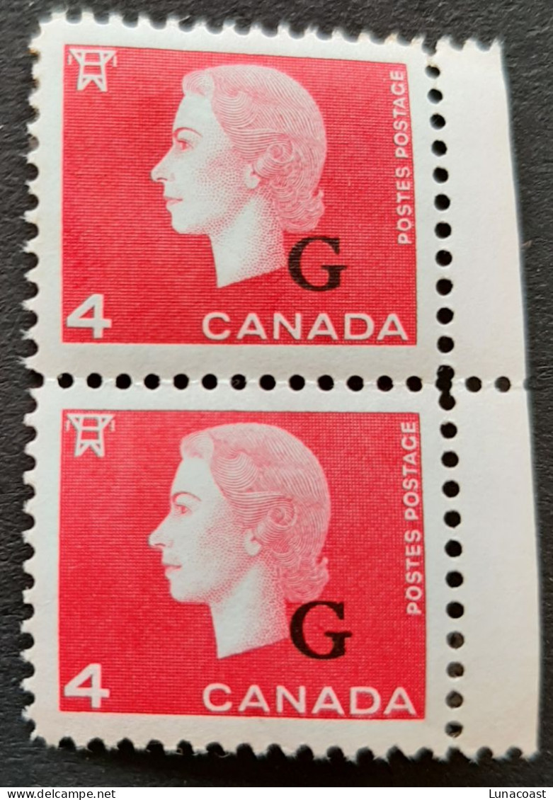 Canada 1963 MH Sc.#O 48*  2 X 4c With G, Queen Elizabeth Cameo - Neufs