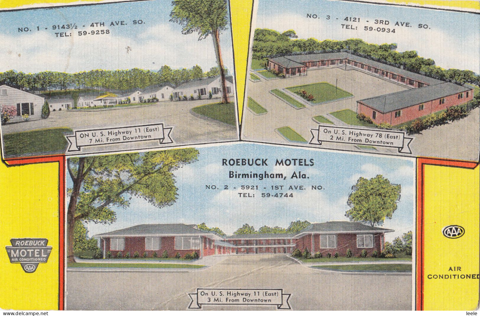 CK31. Vintage US Linen Postcard. Roebuck Motels, Birmingham, Alabama. - Otros & Sin Clasificación