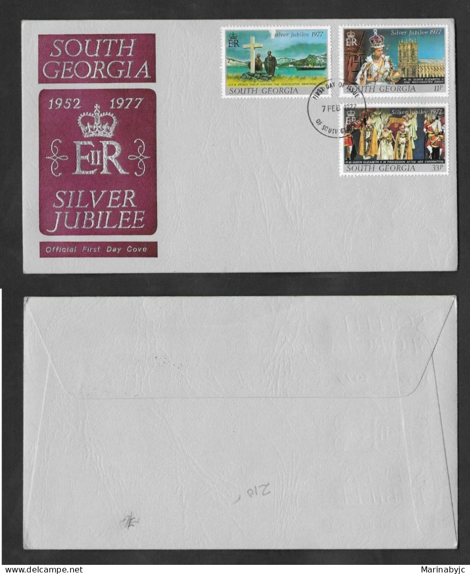 SE)1977 GEORGIA  ABOUT FIRST DAY, SILVER WEDDING, QUEEN ELIZABETH, IMPORTANT EVENTS, XF - Géorgie