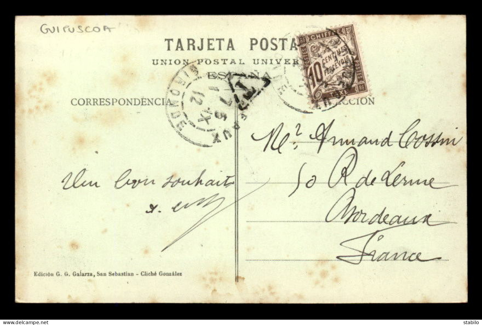 ESPAGNE - SAN SEBASTIAN - BATERIA DE LAS DAMAS - CARTE TAXEE - Guipúzcoa (San Sebastián)