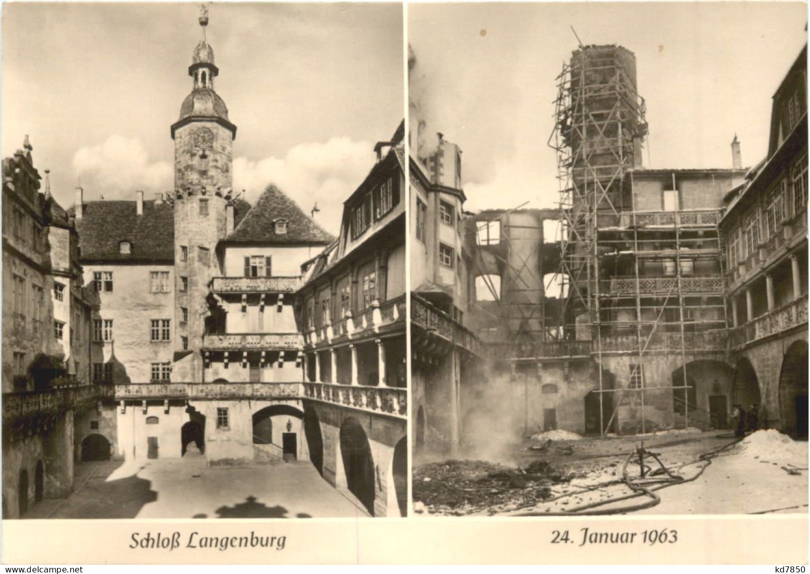 Schloss Langenburg Brand 1963 - Schwaebisch Hall