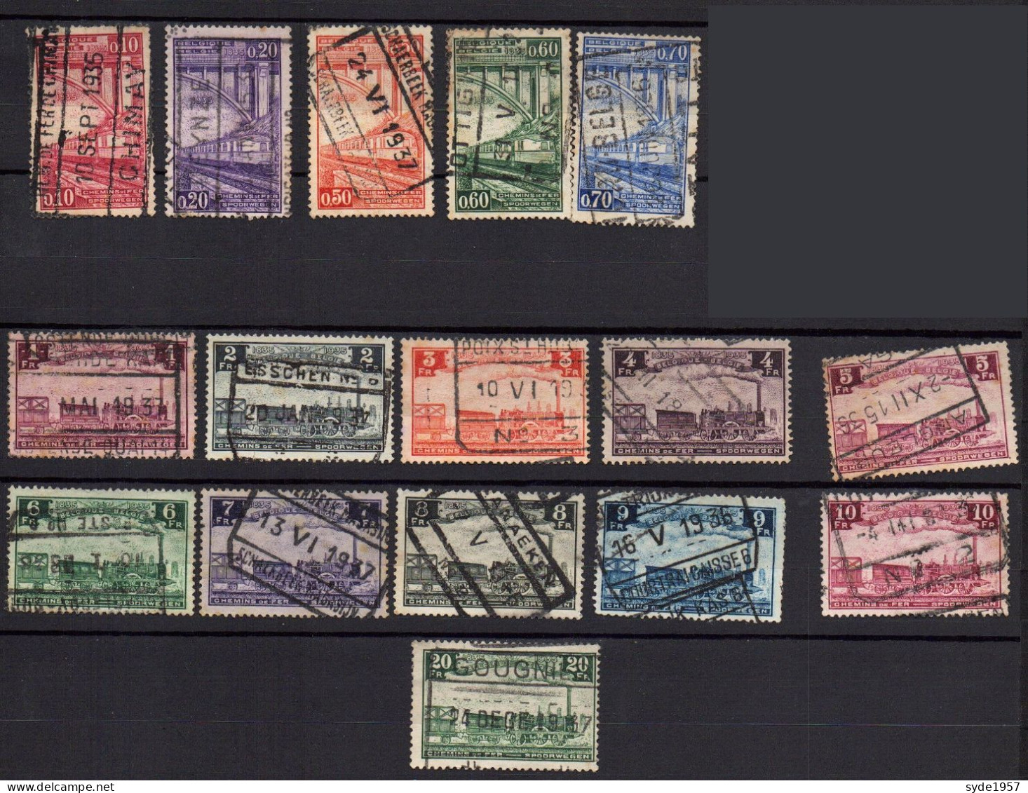 Belgique Chemin De Fer 1935  , 16 Timbres Oblitérés, Liste COB Ci-dessous - Used