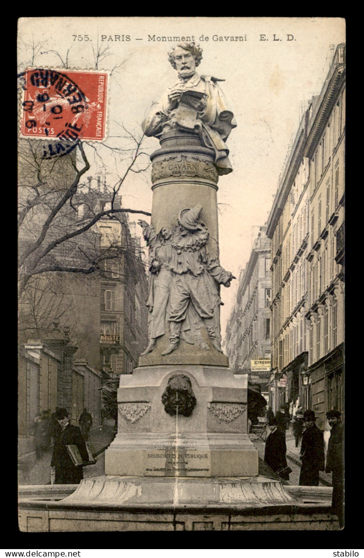 75 - PARIS 9EME - PLACE ST-GEORGES - MONUMENT DE GAVARNI (1804-1866) DESSINATEUR - Arrondissement: 09