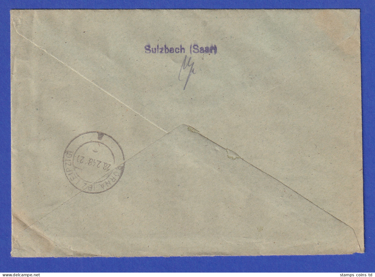 Saarland Mi.-Nr. 228, 234, 235 II Auf R-Brief Von Sulzbach Nach Borna, 1948 - Storia Postale