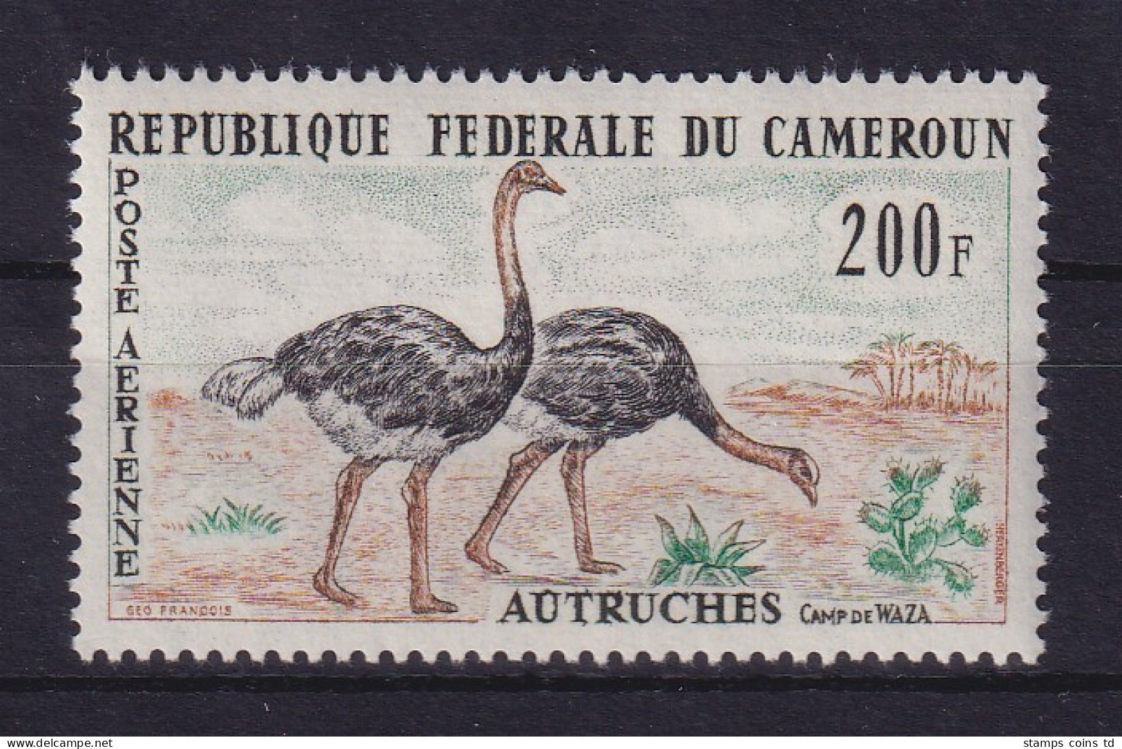 Kamerun 1962 Flugpostmarke Strauße  Mi.-Nr. 372 Postfrisch **  - Cameroun (1960-...)