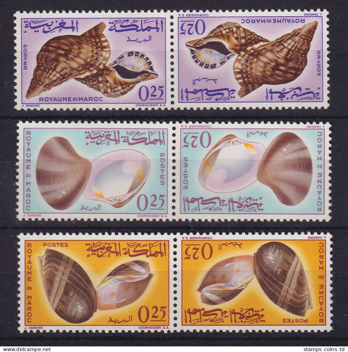 Marokko 1965 Muschel Und Schnecken Mi-Nr. 550-552 Kehrdruckpaare Postfrisch ** - Morocco (1956-...)