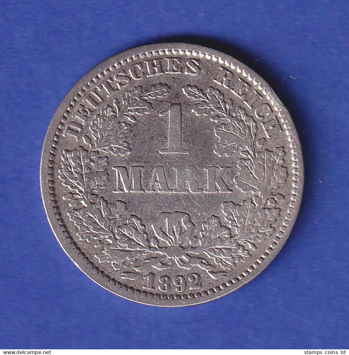 Deutsches Kaiserreich Silber-Kursmünze 1 Mark 1892 G Ss  - Sonstige & Ohne Zuordnung