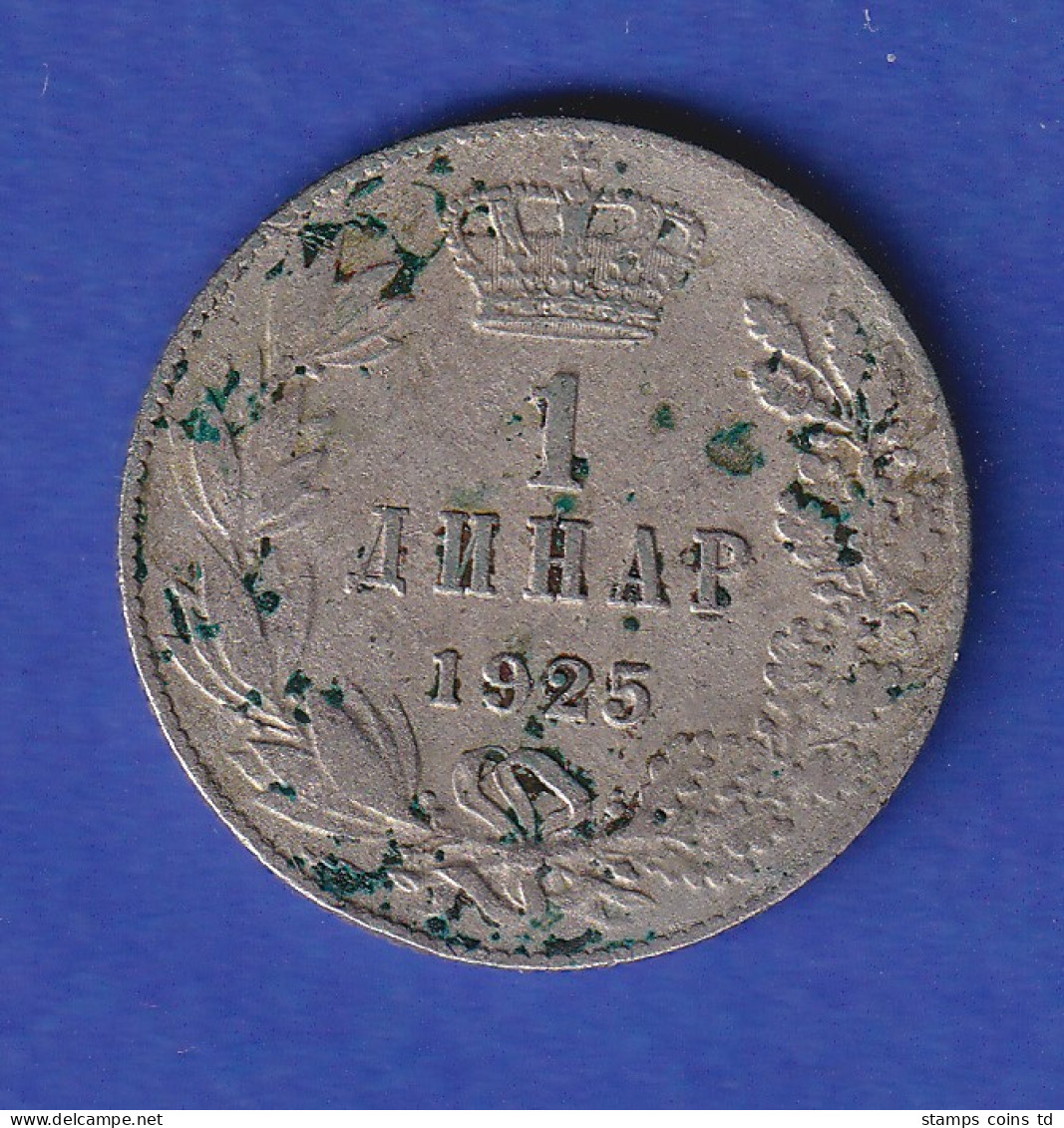 Jugoslawien 1925 Kursmünze 1 Dinar König Alexander I.  - Yougoslavie