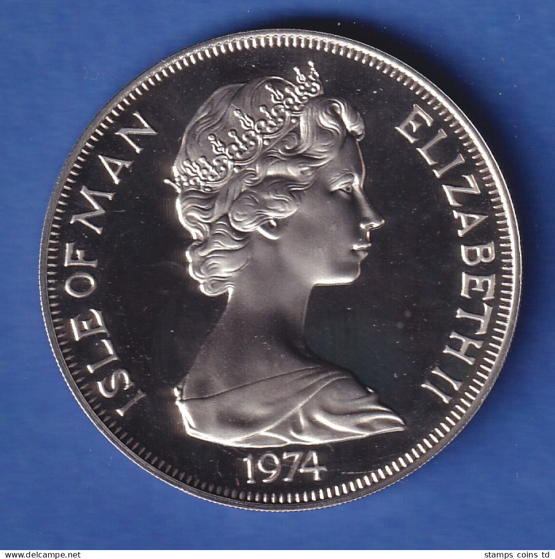 Isle Of Man 1974 Silber-Gedenkmünze Winston Churchill 1 Crown 28,28g Ag925 - Sonstige & Ohne Zuordnung