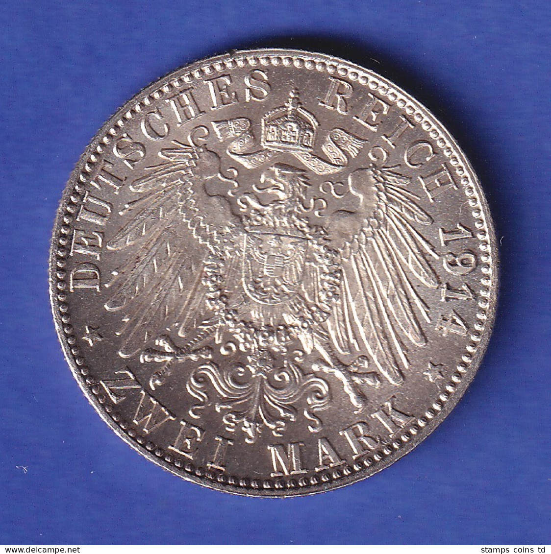 Bayern Silbermünze 2 Mark König Ludwig III. 1914 D Vz - Andere & Zonder Classificatie