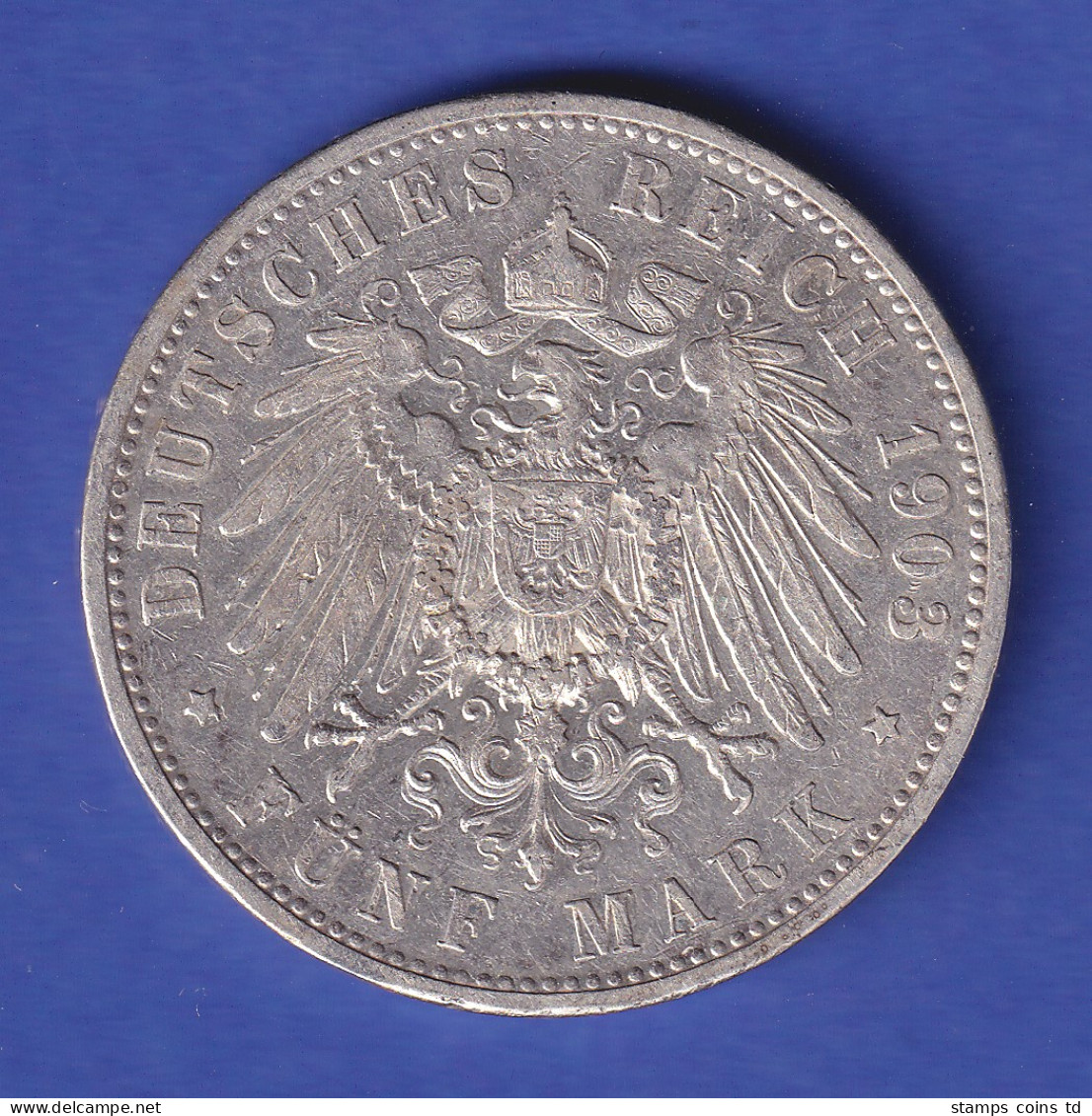 Bayern Silbermünze König Otto 5 Mark 1903 D Ss-vz - Altri & Non Classificati