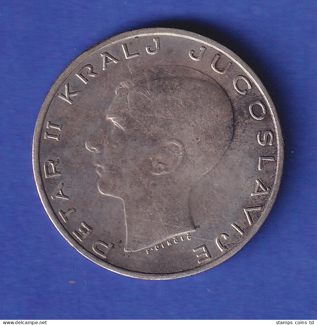 Jugoslawien Silbermünze 20 Dinar König Peter II. 1938 - Ungarn