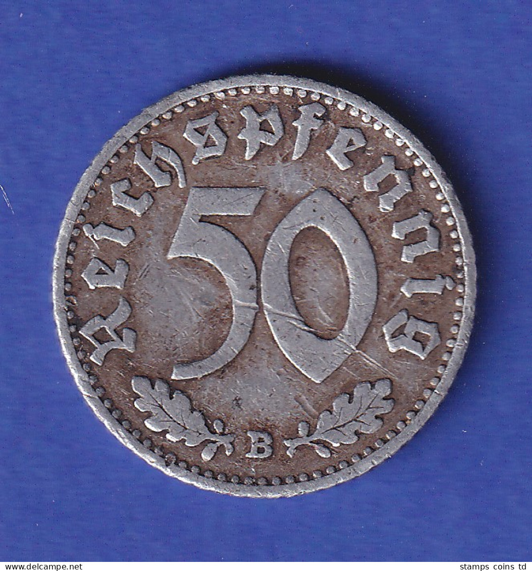 Deutsches Reich Aluminium-Kursmünze 50 Pfennig 1940 B - 5 Reichsmark