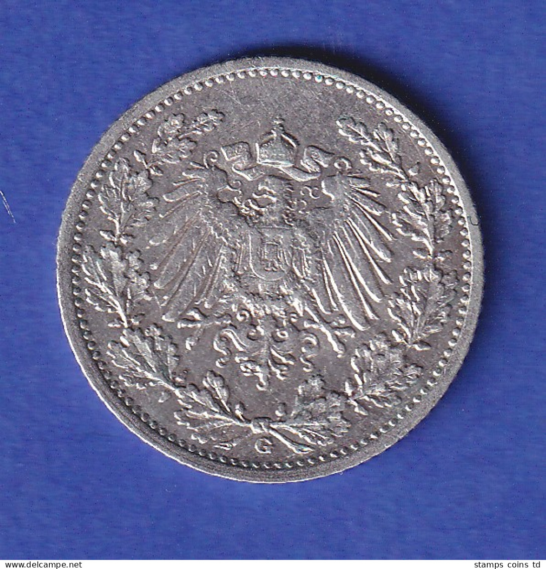 Deutsches Kaiserreich Silber-Kursmünze 1/2 Mark 1911 G - Vz - Autres & Non Classés