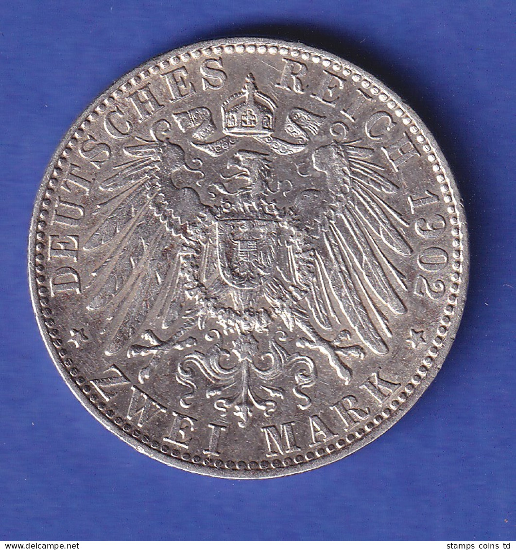 Bayern Silbermünze 2 Mark König Otto 1902 D Vz - Sonstige & Ohne Zuordnung