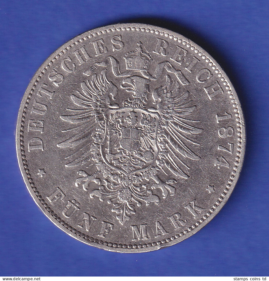 Dt. Kaiserreich Bayern Silbermünze Ludwig II. 5 Mark 1874 D Ss - Sonstige & Ohne Zuordnung