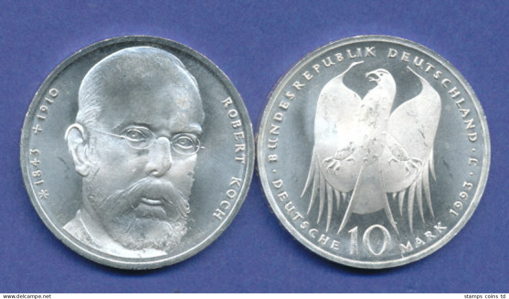 Bundesrepublik 10DM Silber-Gedenkmünze 1994, Robert Koch - 10 Marcos