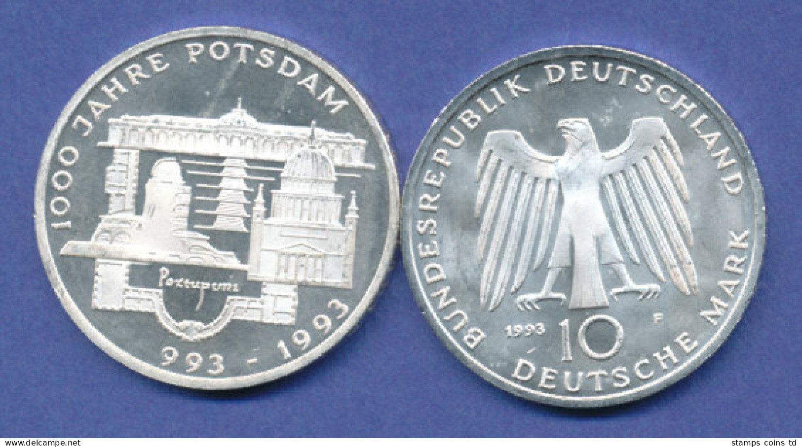 Bundesrepublik 10DM Silber-Gedenkmünze 1993, 1000 Jahre Potsdam - 10 Marcos