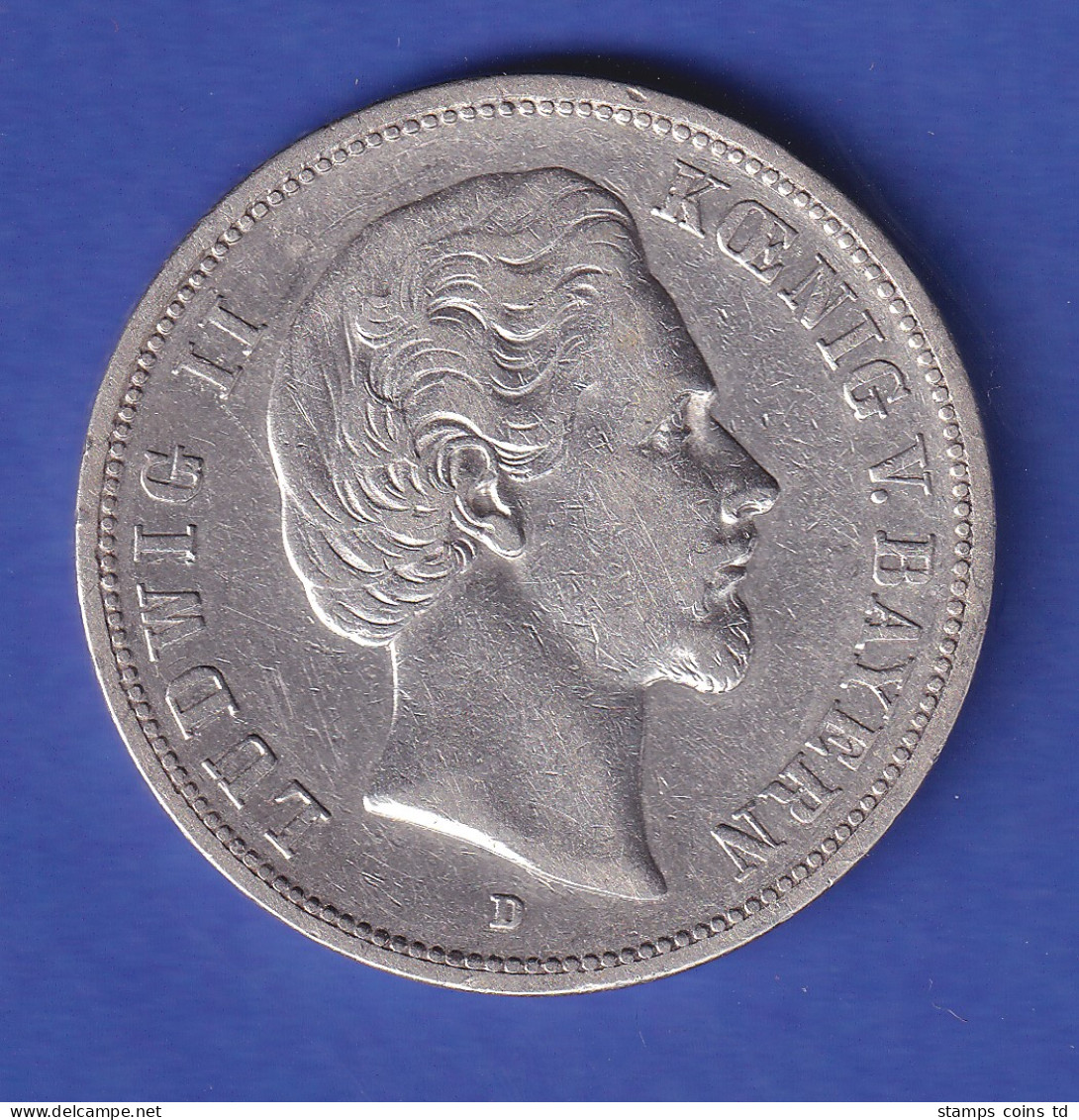 Dt. Kaiserreich Bayern Silbermünze Ludwig II. 5 Mark 1875 D Ss - Sonstige & Ohne Zuordnung