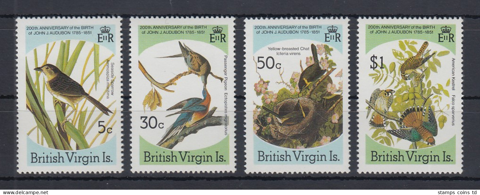 British Virgin Islands 1985 Forscher J.J. Auduban Vögel Mi.-Nr. 533-36 Kpl. ** - Britse Maagdeneilanden