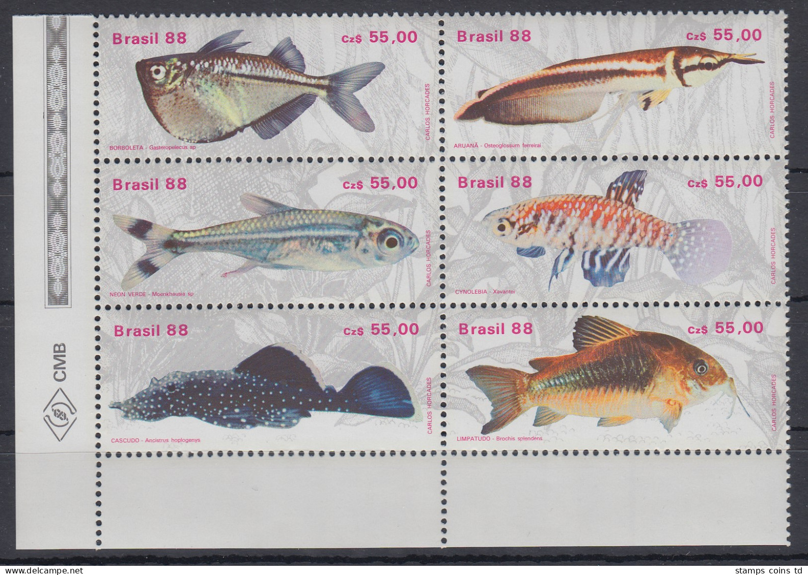 Brasilien 1988 Fische Mi-Nr 2276-2281 **   RHM # C-1608-13 - Sonstige & Ohne Zuordnung
