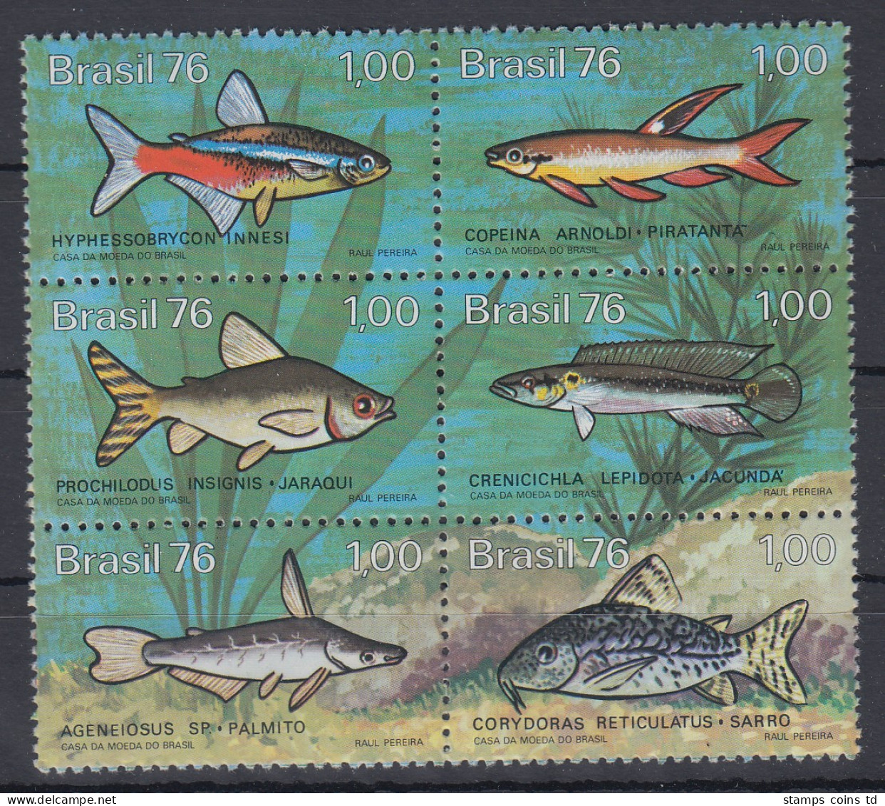 Brasilien 1976 Fische  Mi-Nr 1545-1550 **   RHM # C-939-944 - Sonstige & Ohne Zuordnung