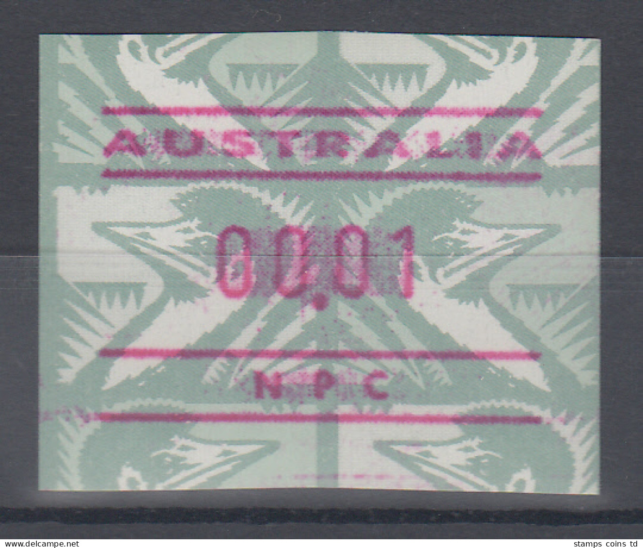 Australien Frama-ATM Emu Grün Ausgabe NPC (National Philatelic Centre) ** - Timbres De Distributeurs [ATM]