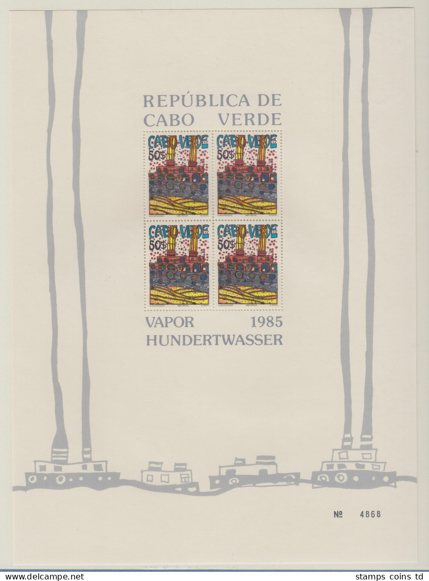 Cabo Verde (Kapverdische Inseln) 1985 Hundertwasser FDC Und 3 Blocks **  - Isola Di Capo Verde