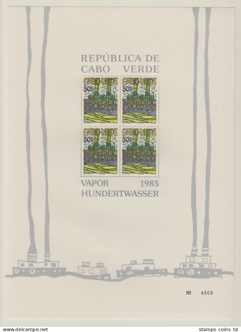 Cabo Verde (Kapverdische Inseln) 1985 Hundertwasser FDC Und 3 Blocks **  - Kaapverdische Eilanden
