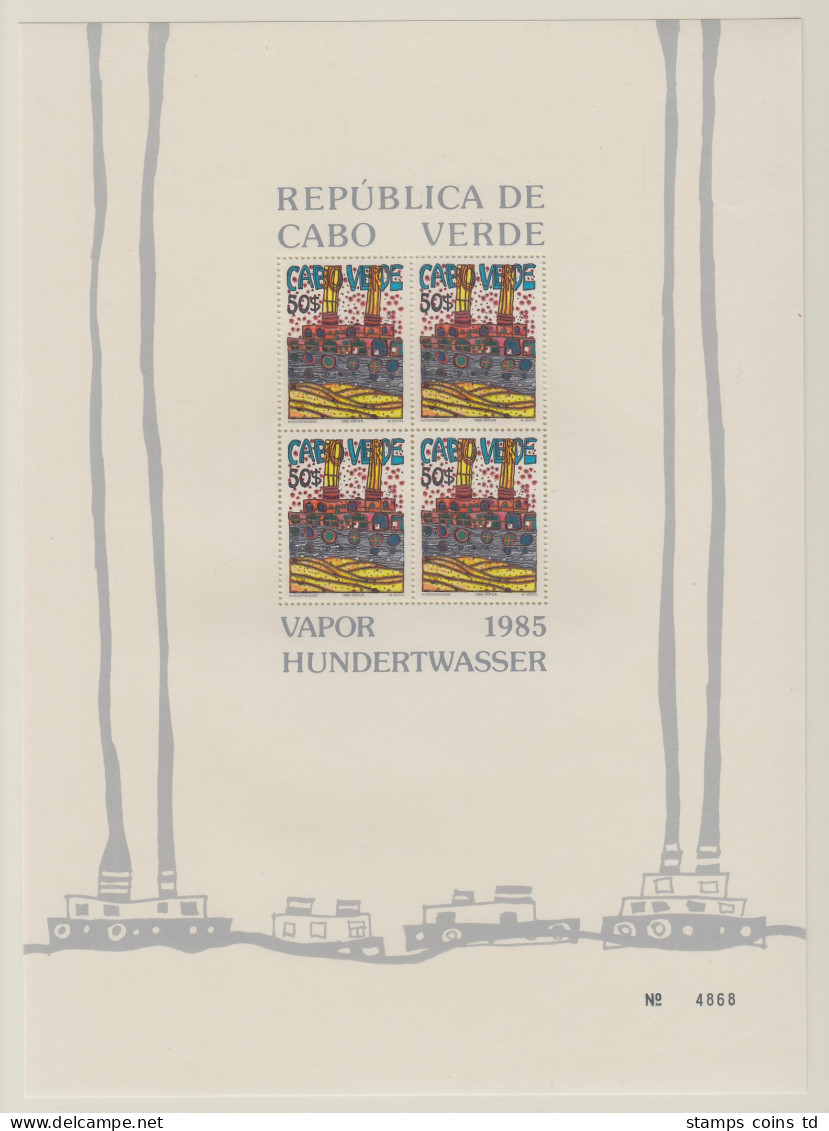 Cabo Verde (Kapverdische Inseln) 1985 Hundertwasser FDC Und 3 Blocks **  - Cape Verde