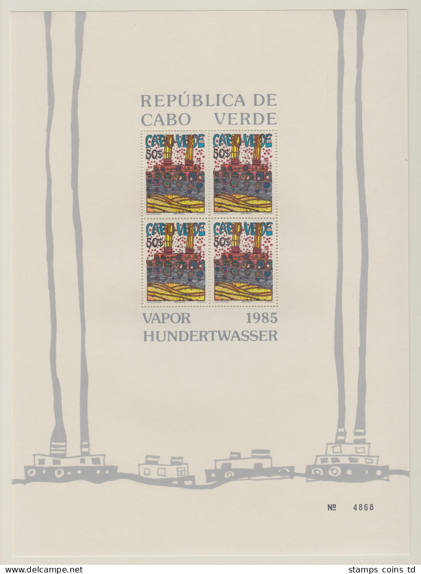 Cabo Verde (Kapverdische Inseln) 1985 Hundertwasser FDC Und 3 Blocks **  - Cap Vert
