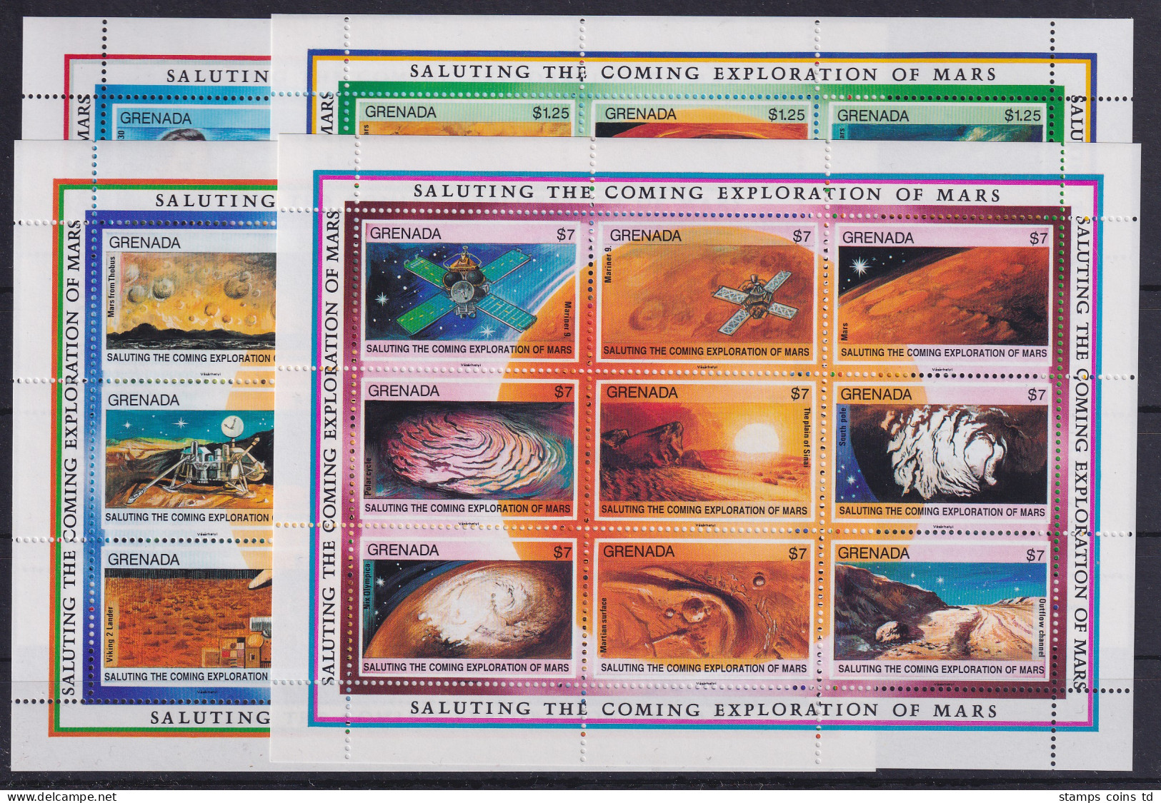 Grenada 1991 Erforschung Des Mars Mi.-Nr. 2278-2313 In 4 KLB, Block 285-287 ** - Grenade (1974-...)
