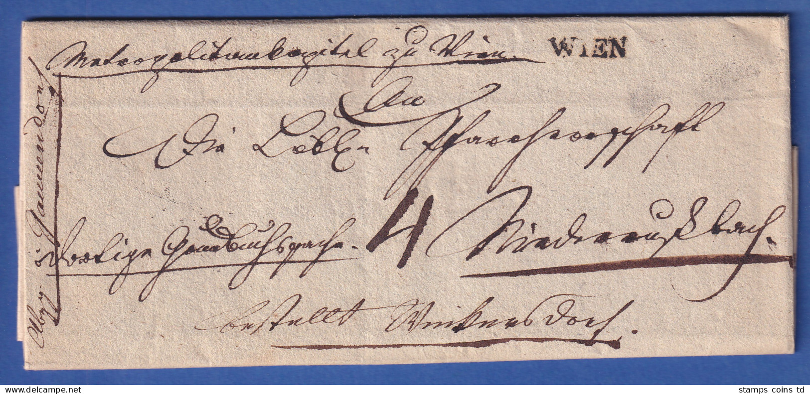 Österreich Vorphila-Brief Mit Einzeiler WIEN, Doppelellipsenstempel GAUNERSDORF - ...-1850 Voorfilatelie