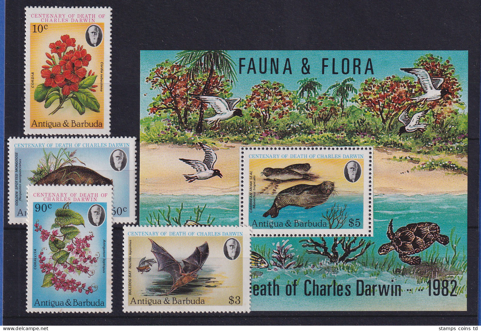 Antigua Und Barbuda 1982 Mi.-Nr. 669-672 Und Block 62 ** / MNH Flora & Fauna - Antigua Und Barbuda (1981-...)