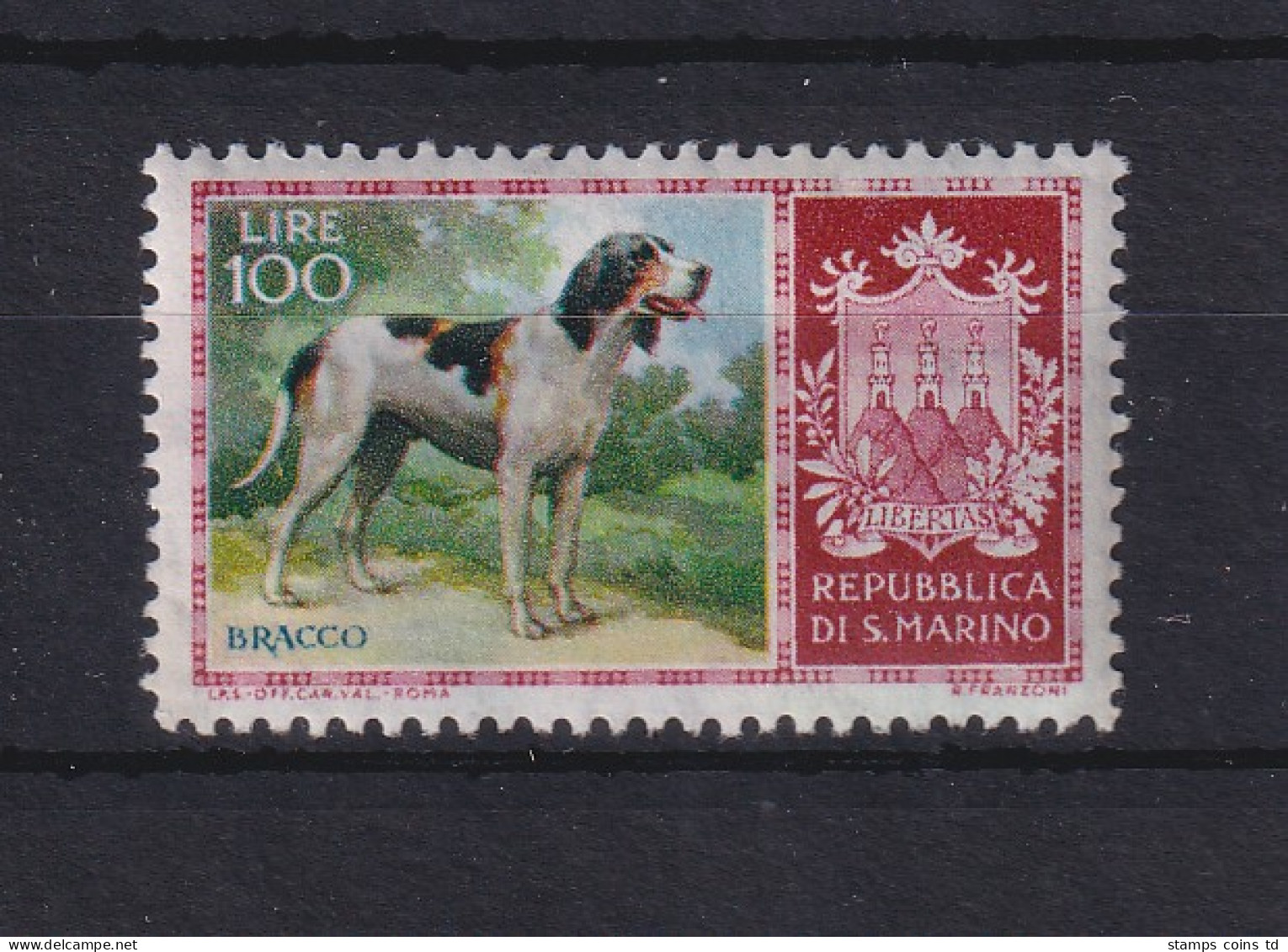 San Marino 1956 Rassehunde 100 Lire Mi.-Nr. 556 Postfrisch ** - Otros & Sin Clasificación