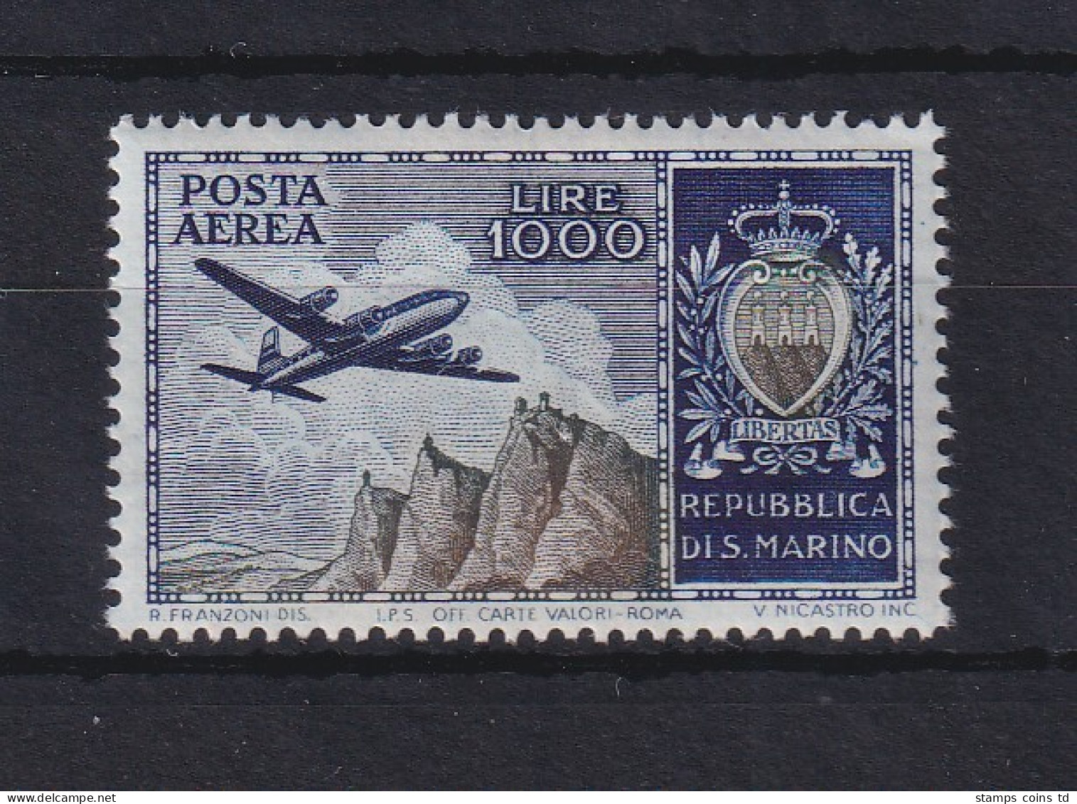 San Marino 1954 Flugpostmarke 1000 Lire Mi.-Nr. 512 Postfrisch ** - Autres & Non Classés