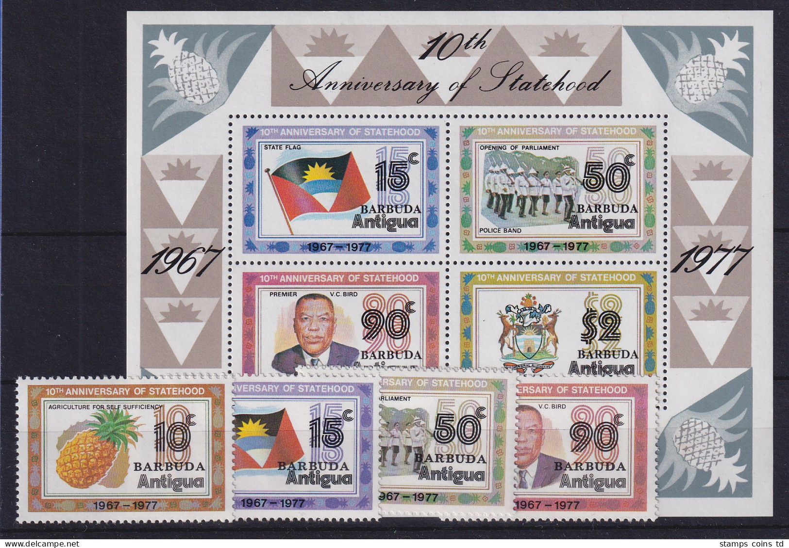 Barbuda 1978 Mi.-Nr. Satz Block 30 Postfrisch ** / MNH 10 Jahre Unabhängigkeit - Antigua Et Barbuda (1981-...)