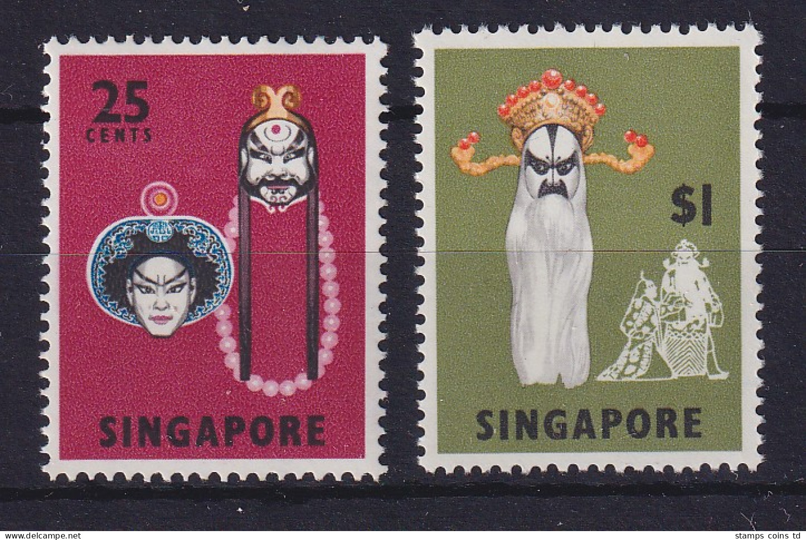 Singapur 1968 Klassische Tanzmasken Mi.-Nr. 91 Und 95 Postfrisch **  - Singapore (1959-...)