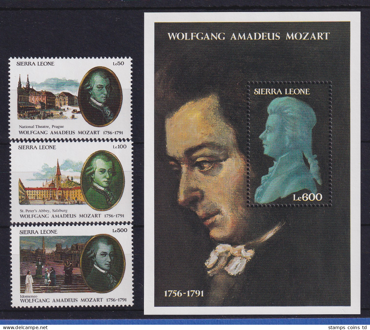 Sierra Leone 2011 W. A. Mozart Mi.-Nr.1729-1731 Und Block 179 Postfrisch ** - Sierra Leone (1961-...)