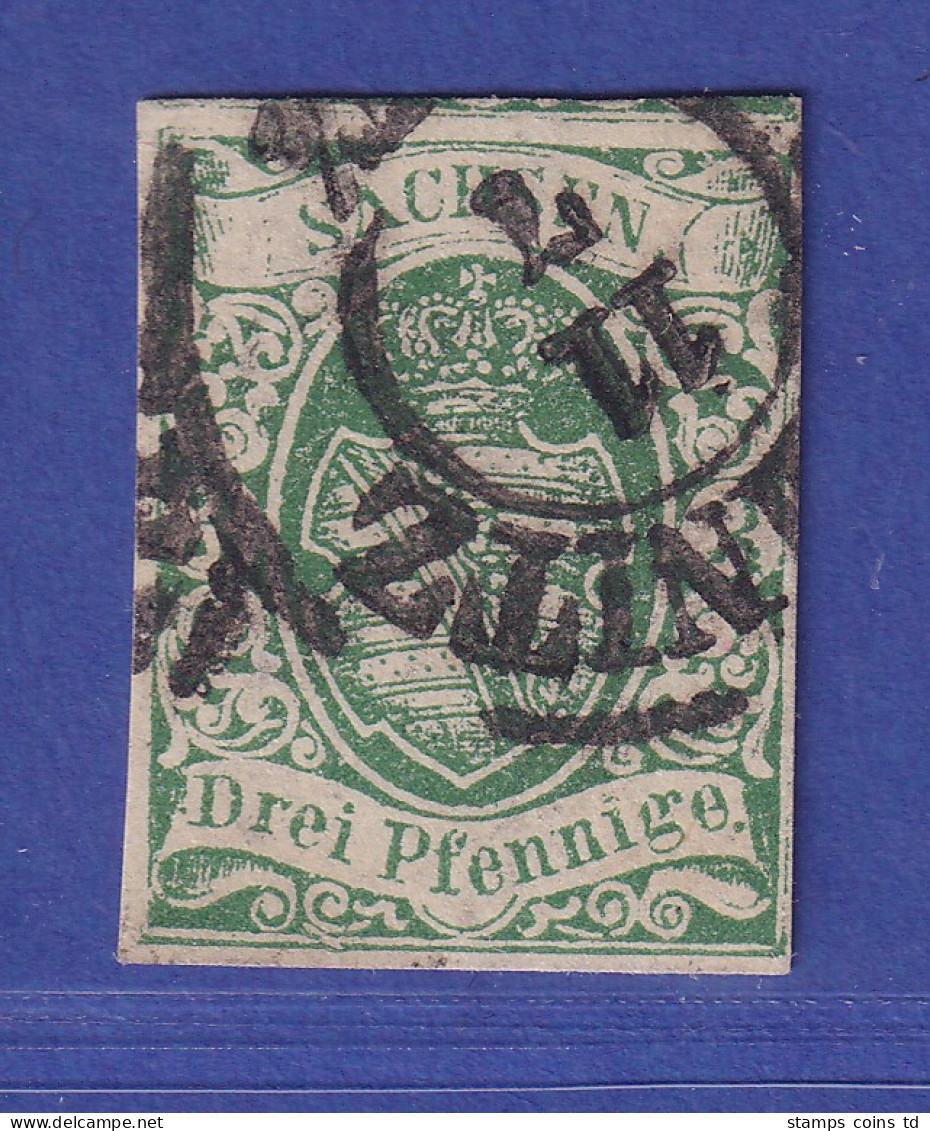 Sachsen Wappen 3 Pfennige  Mi.-Nr. 2 II Gestempelt  Gepr. PFENNINGER - Sachsen