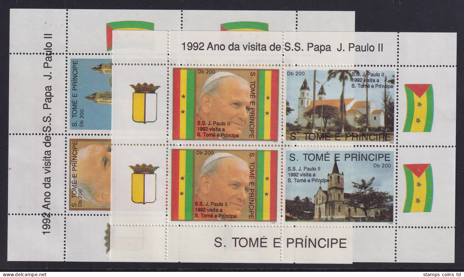 Sao Tome E Principe 1992 Blockausgaben Papstbesuch Mi.-Nr. Block 271 Und 272 ** - São Tomé Und Príncipe