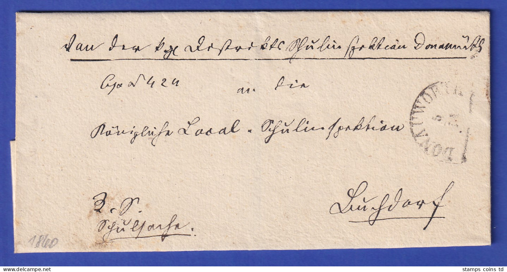 Bayern Dienstbrief Mit Halbkreis-Stempel DONAUWÖRTH 1860 - Otros & Sin Clasificación