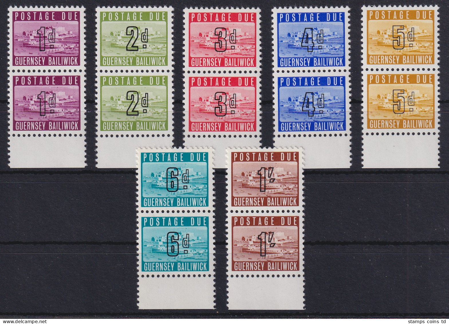 Guernsey 1969 Portomarken Mi.-Nr. 1-7 Senkr. Unterrandpaare Postfrisch  ** - Guernesey