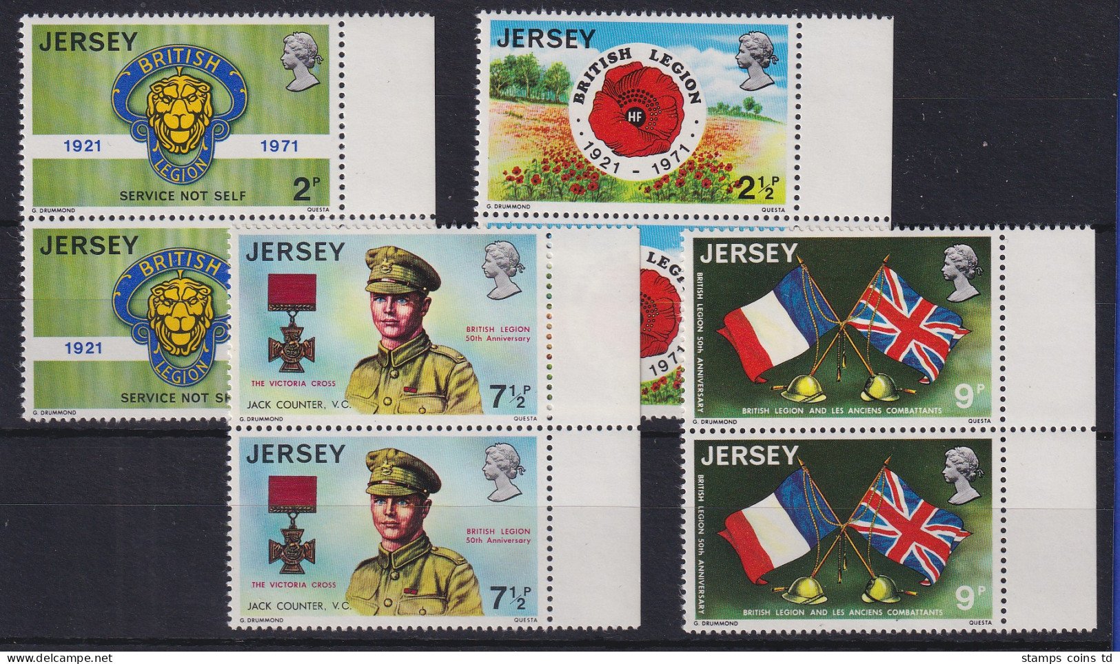 Jersey 1971 Britische Legion Mi.-Nr. 53-56 Seitenrandpaare Postfrisch ** - Jersey