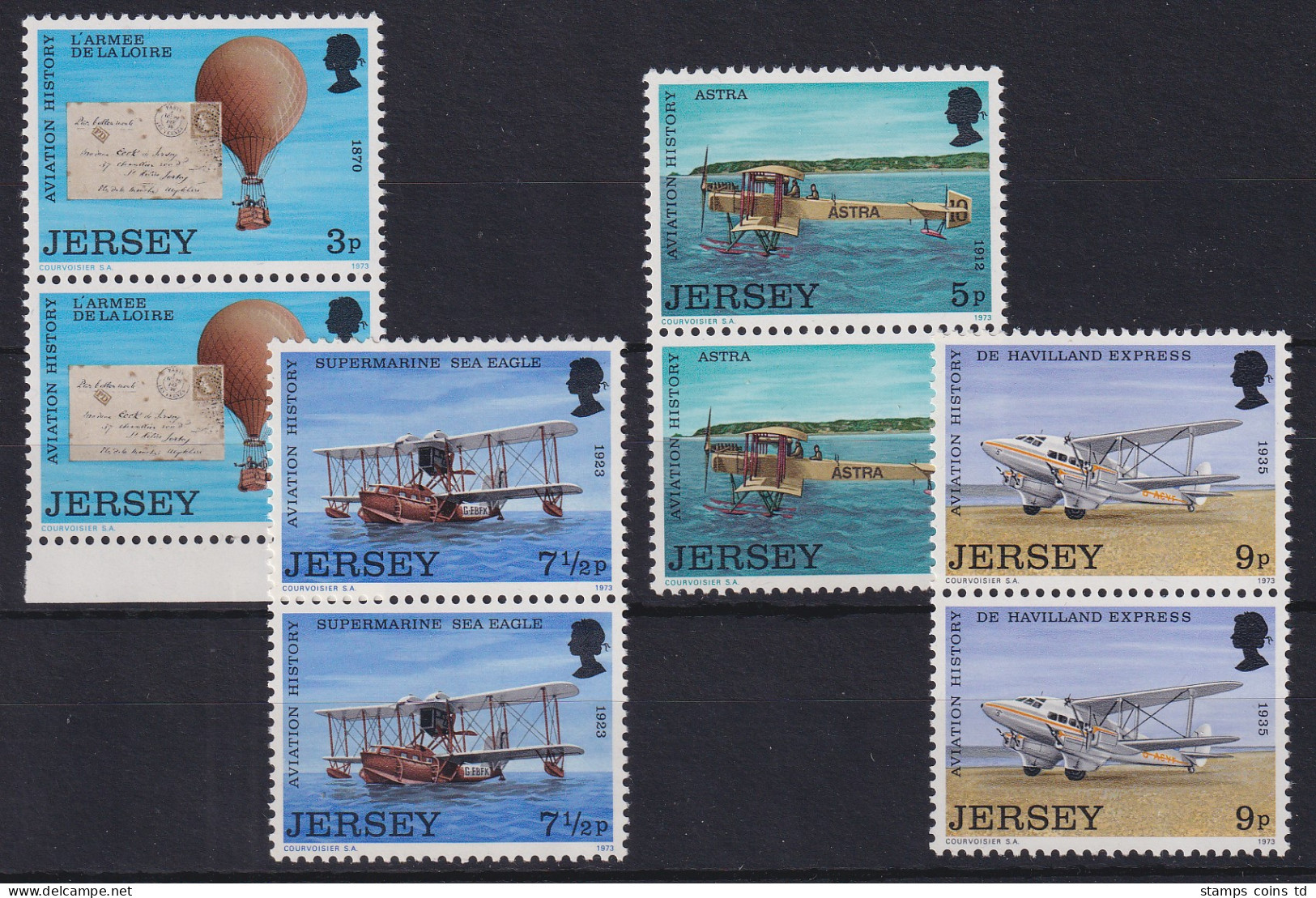 Jersey 1973 Geschichte Der Luftfahrt Mi.-Nr. 81-84 Senkr. Paare Postfrisch ** - Jersey