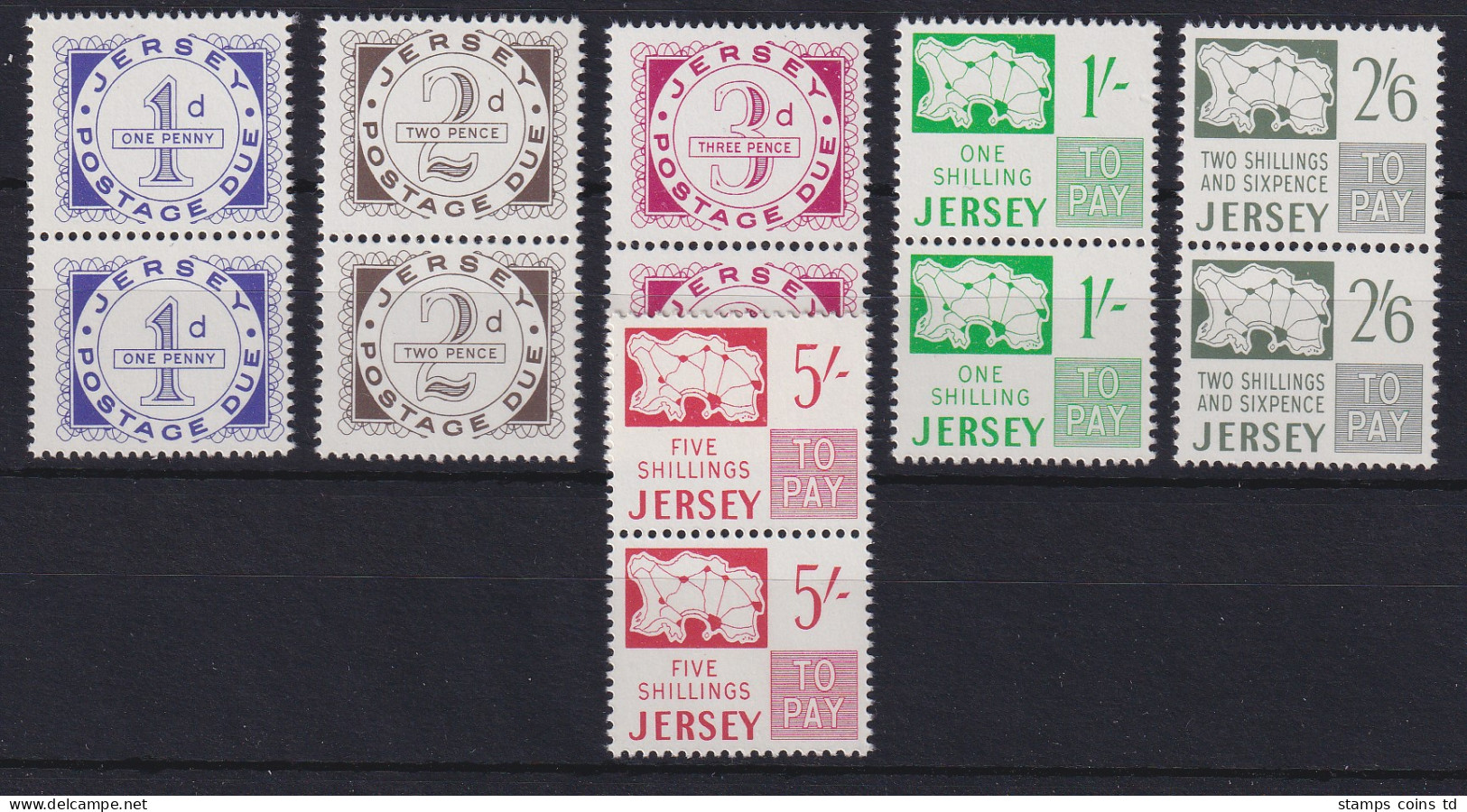 Jersey 1969 Portomarken Mi.-Nr. 1-6 Senkr. Paare Postfrisch ** - Jersey