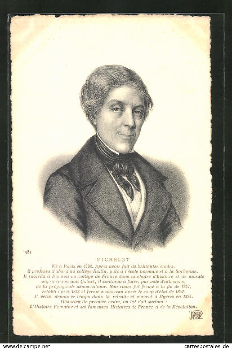 AK Portrait Des Französischen Historikers Jules Michelet  - Personaggi Storici